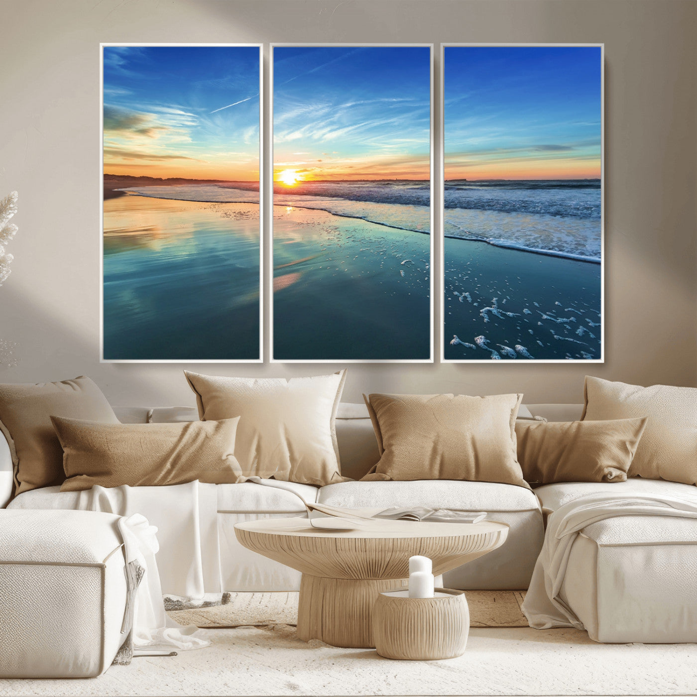 MGV-FC-48X32-3P - Blue Sky and Beach Wall Art Canvas Print