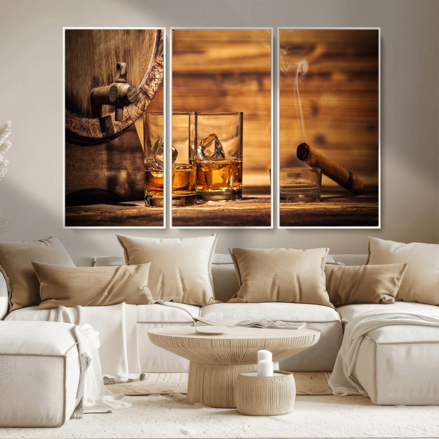 MGV-FC-48X32-3P - Rustic Whiskey and Barrel Canvas Print