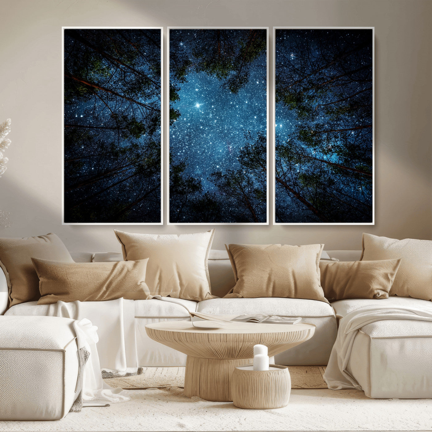 MGV-FC-48X32-3P - Forest and Stars Wall Art Canvas Print