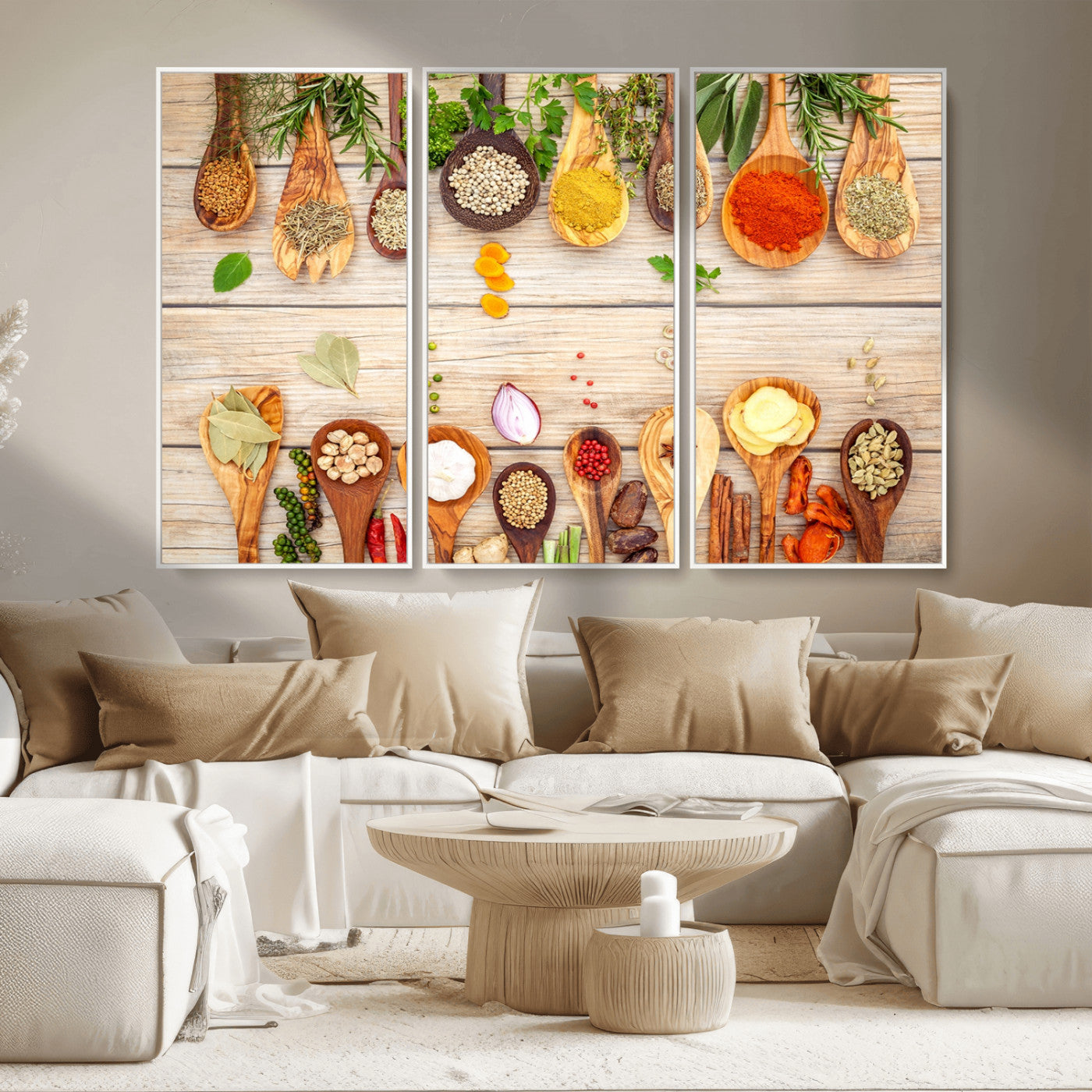 MGV-FC-48X32-3P - Kitchen Spice on the Table Wall Art, Kitchen Spice Wall Art Canvas Print