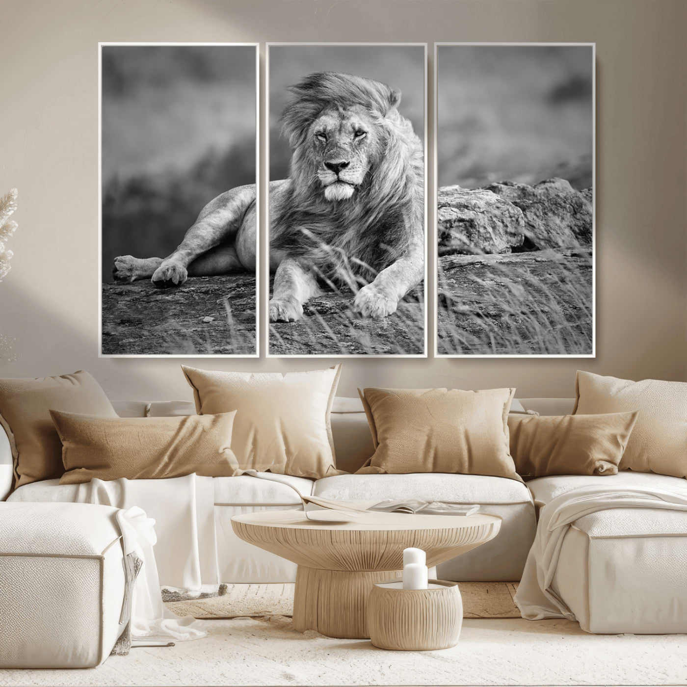 MGV-FC-48X32-3P - King of Forest Lion Wall Art Canvas Print