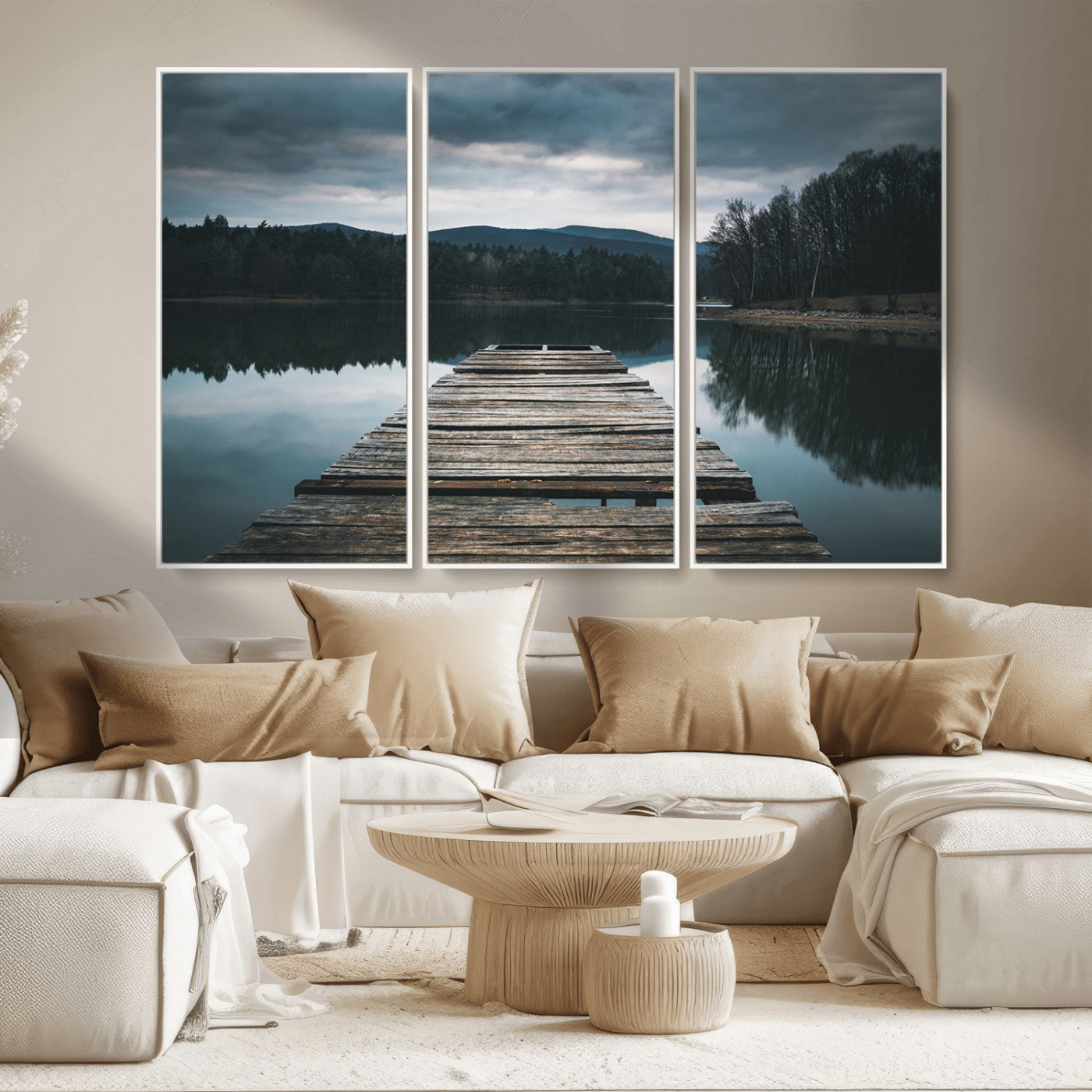 MGV-FC-48X32-3P - Wooden Bridge Near Lake Wall Art Canvas Print
