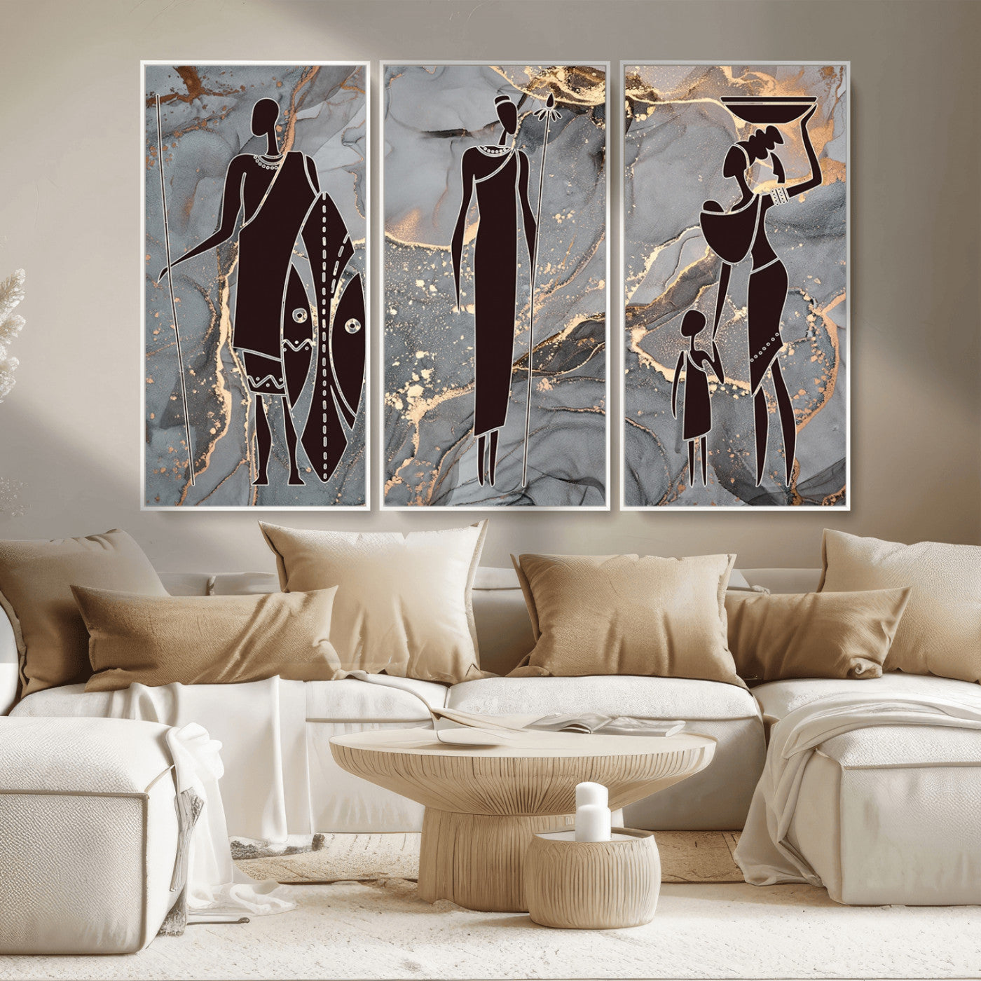 MGV-FC-48X32-3P - African American Wall Art African Women Painting Canvas Print
