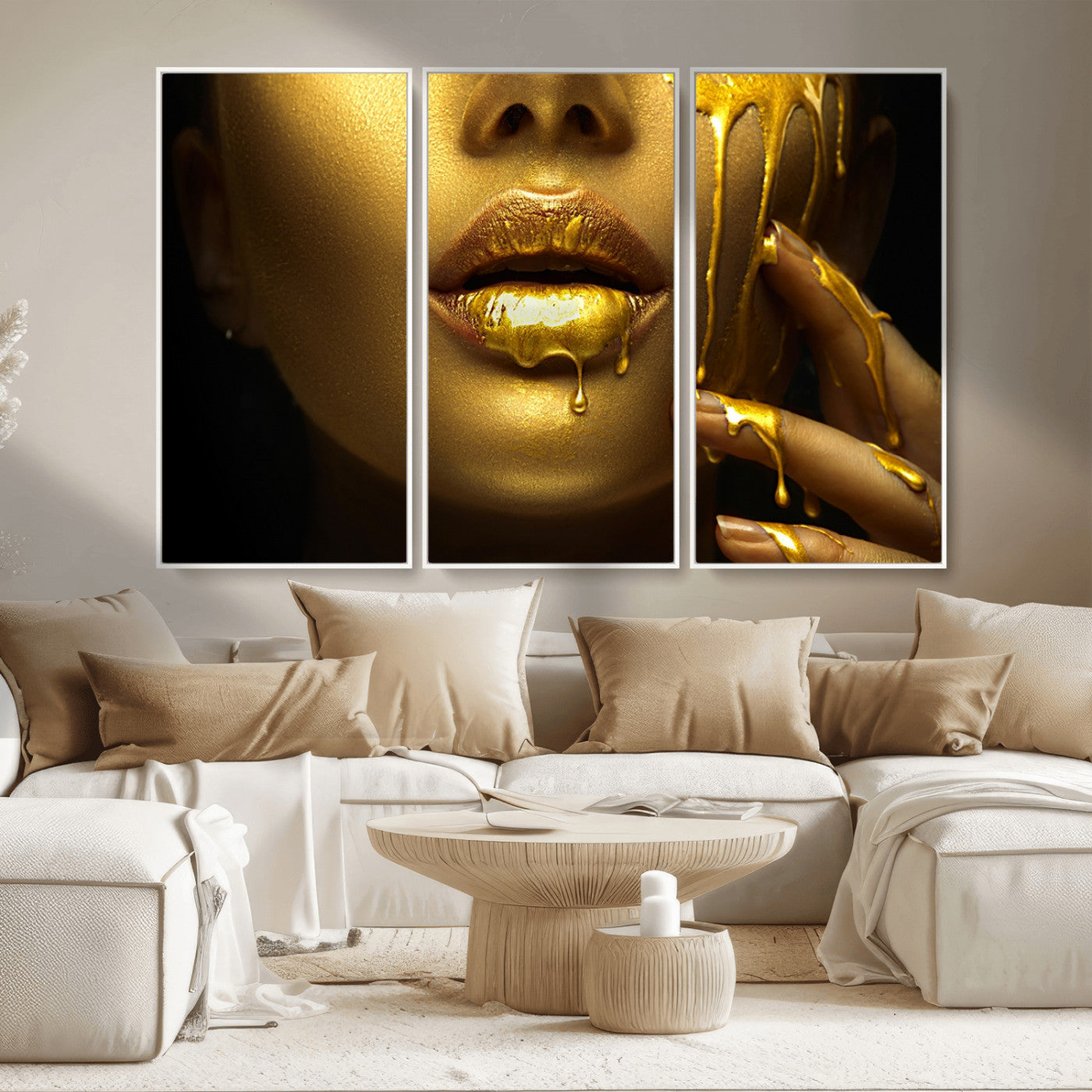 MGV-FC-48X32-3P - Gold and Women Wall Art Canvas Print