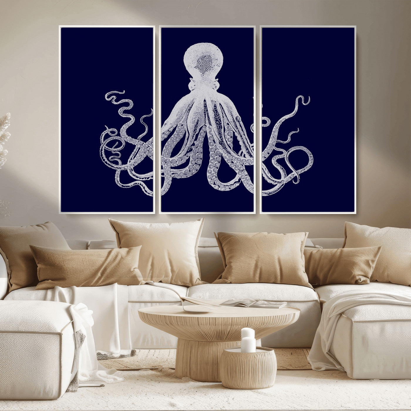 MGV-FC-48X32-3P - Blue Octopus Wall Art Canvas Print