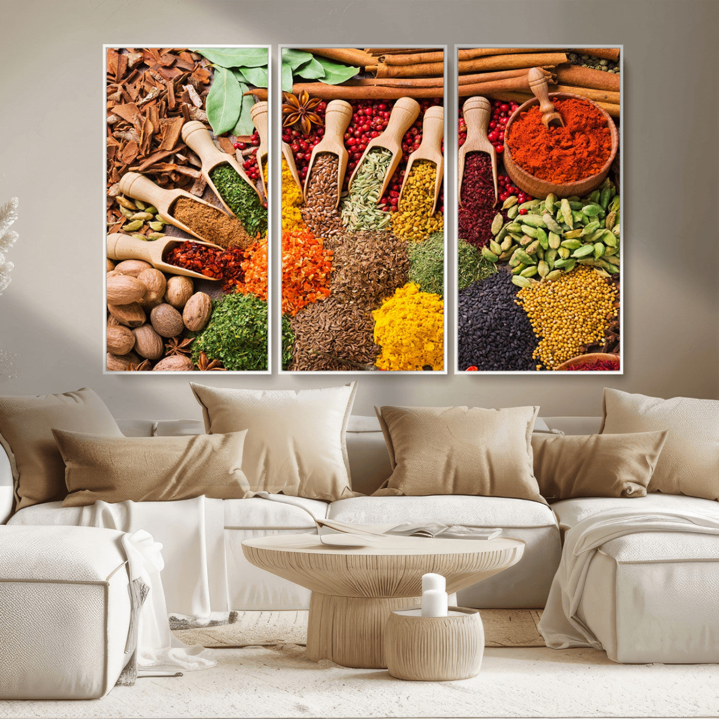 MGV-FC-48X32-3P - Herbs and Spices Art Canvas Print for Kitchen Kitchen, Dining Room Wall Decor