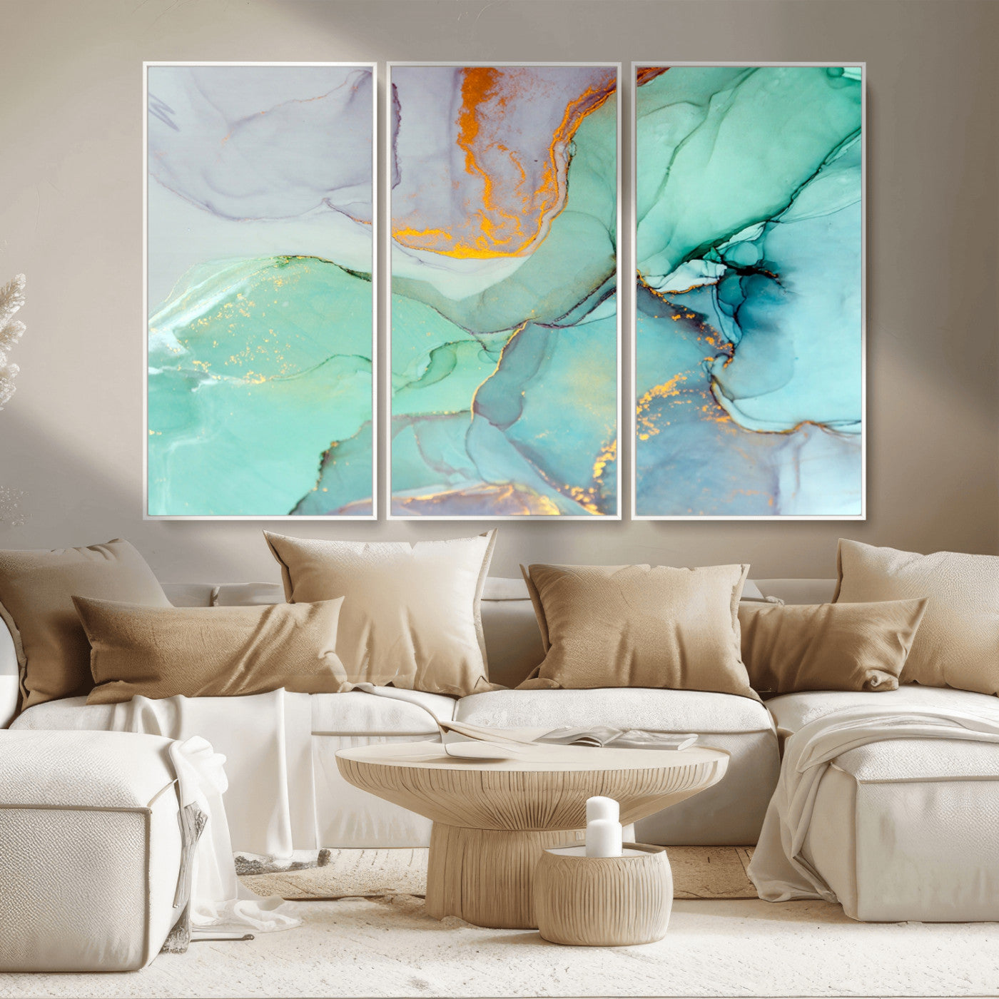 MGV-FC-48X32-3P - Colorful Marble Fluid Effect Canvas Wall Art Print