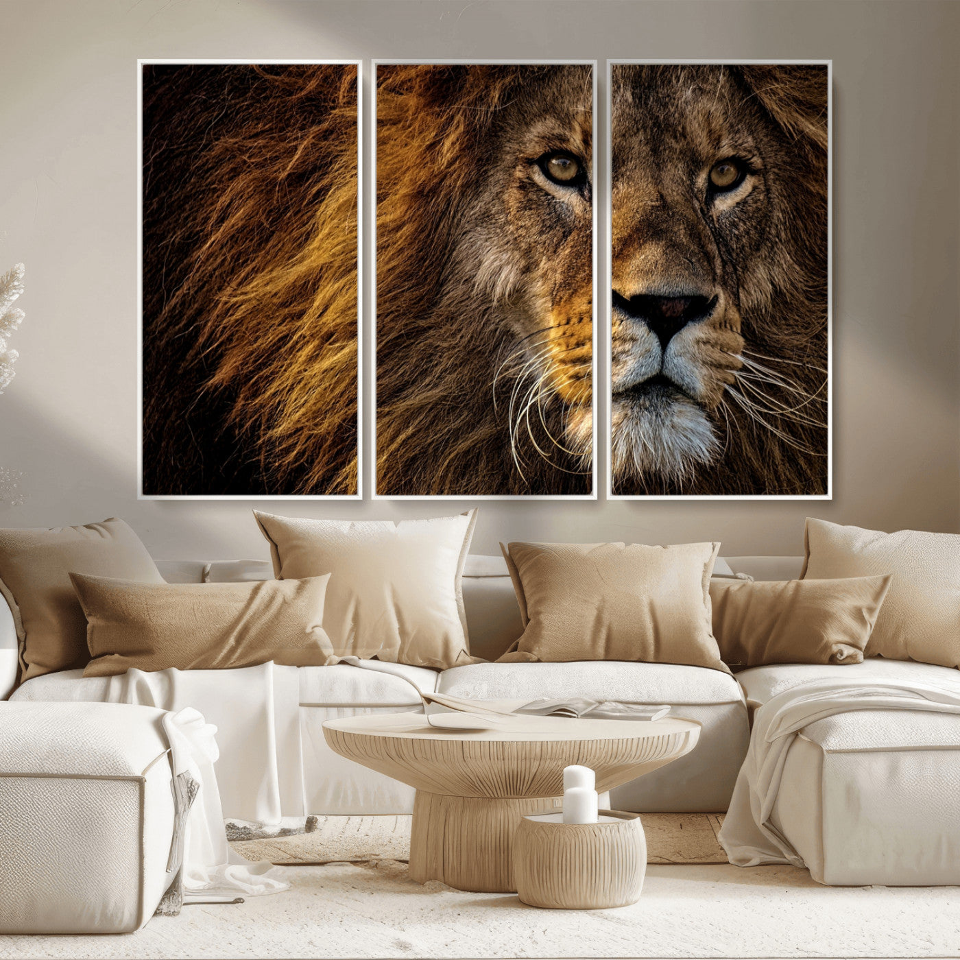 MGV-FC-48X32-3P - Mighty Lion Wall Art Animal Canvas Print