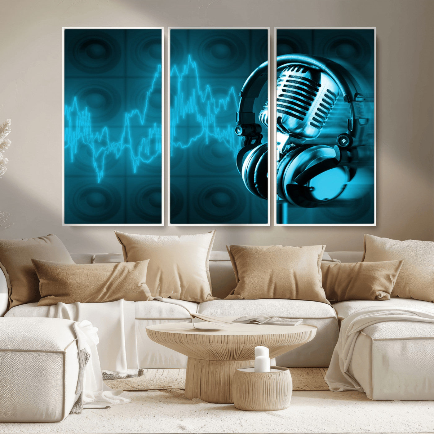 MGV-FC-48X32-3P - Music and Microphone Wall Art Canvas Print