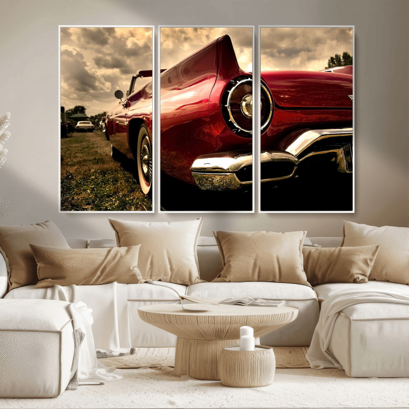 MGV-FC-48X32-3P - Red Classic Car Wall Art Canvas Print