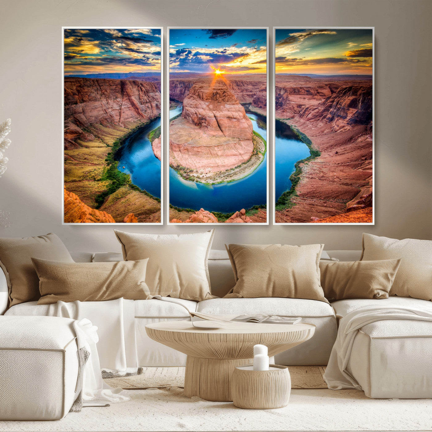MGV-FC-48X32-3P - Sunset on the Horseshoe Bend Grand Canyon, Horseshoe Bend Grand Canyon Canvas Wall Art Print