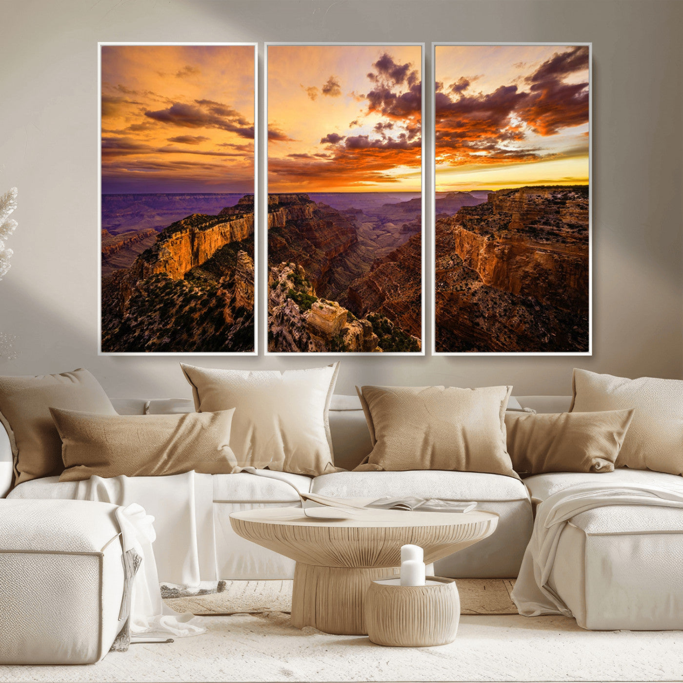 MGV-FC-48X32-3P - Mesmerizing Sunset from Grand Canyon Nal Park Wall Art, Grand Canyon Canvas Print