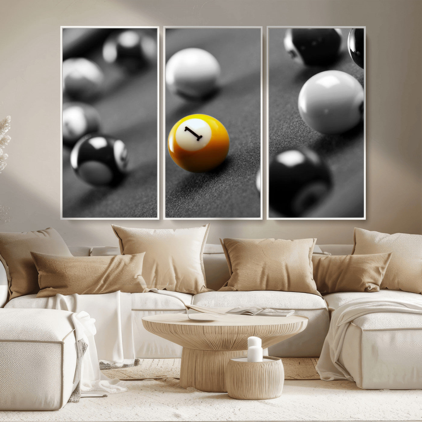 MGV-FC-48X32-3P - Wall Art Pool Table and Balls Canvas Print