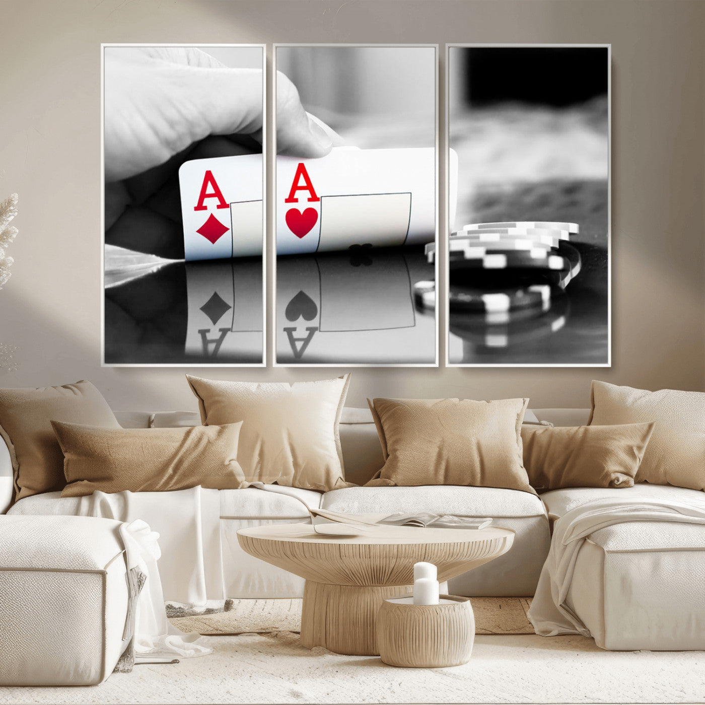 MGV-FC-48X32-3P - Aces Poker Art Poker Game Wall Art Canvas Print