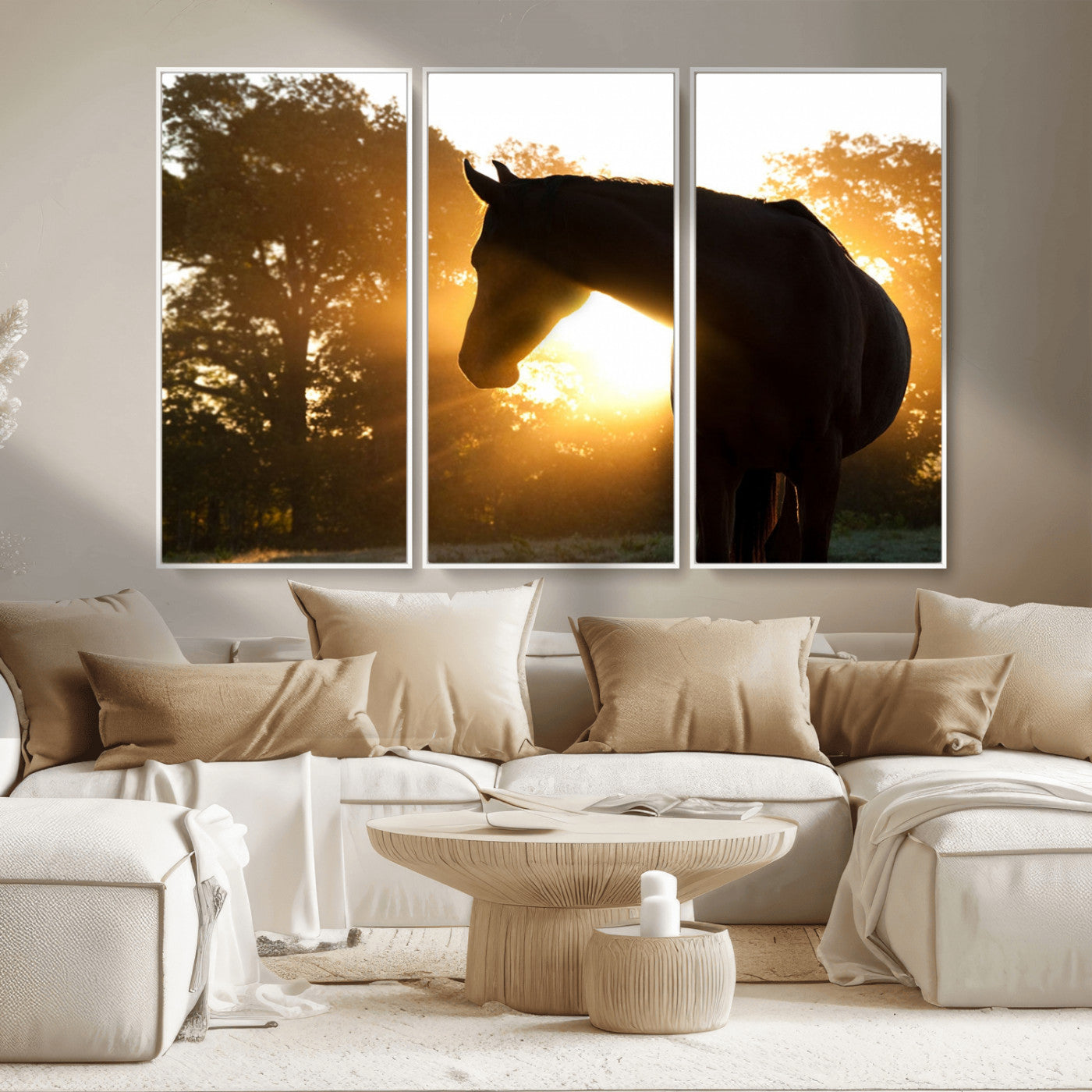MGV-FC-48X32-3P - Horse at Sunset Wall Art Animal Canvas Print