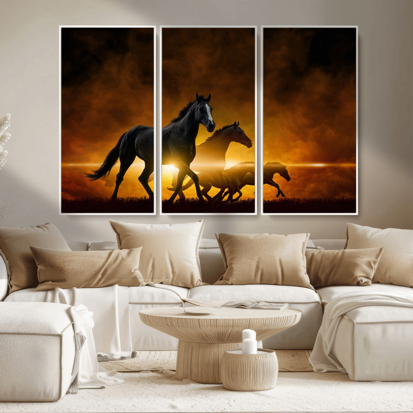 MGV-FC-48X32-3P - Horse Wall Art Canvas Print, Multi Panel Animal Canvas Print