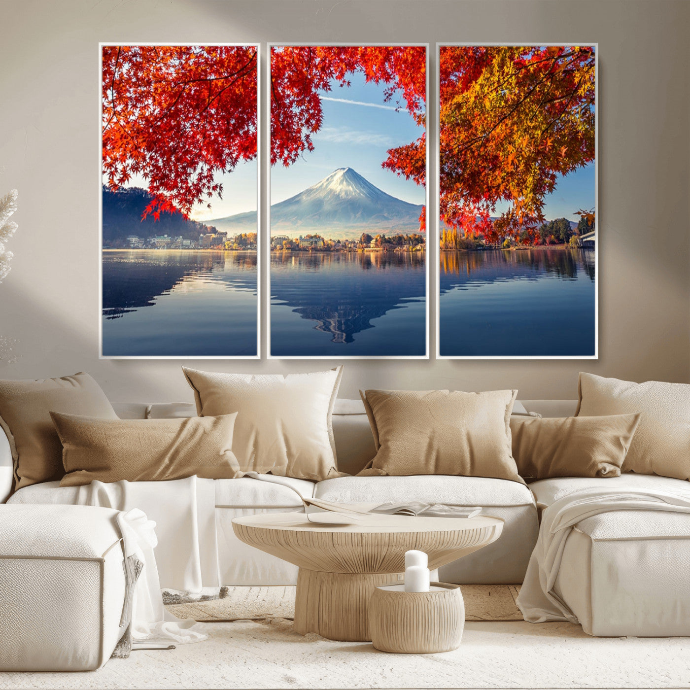 MGV-FC-48X32-3P - Mount Fuji Canvas Wall Art Japan Autumn Mountain Canvas Print Wall Art