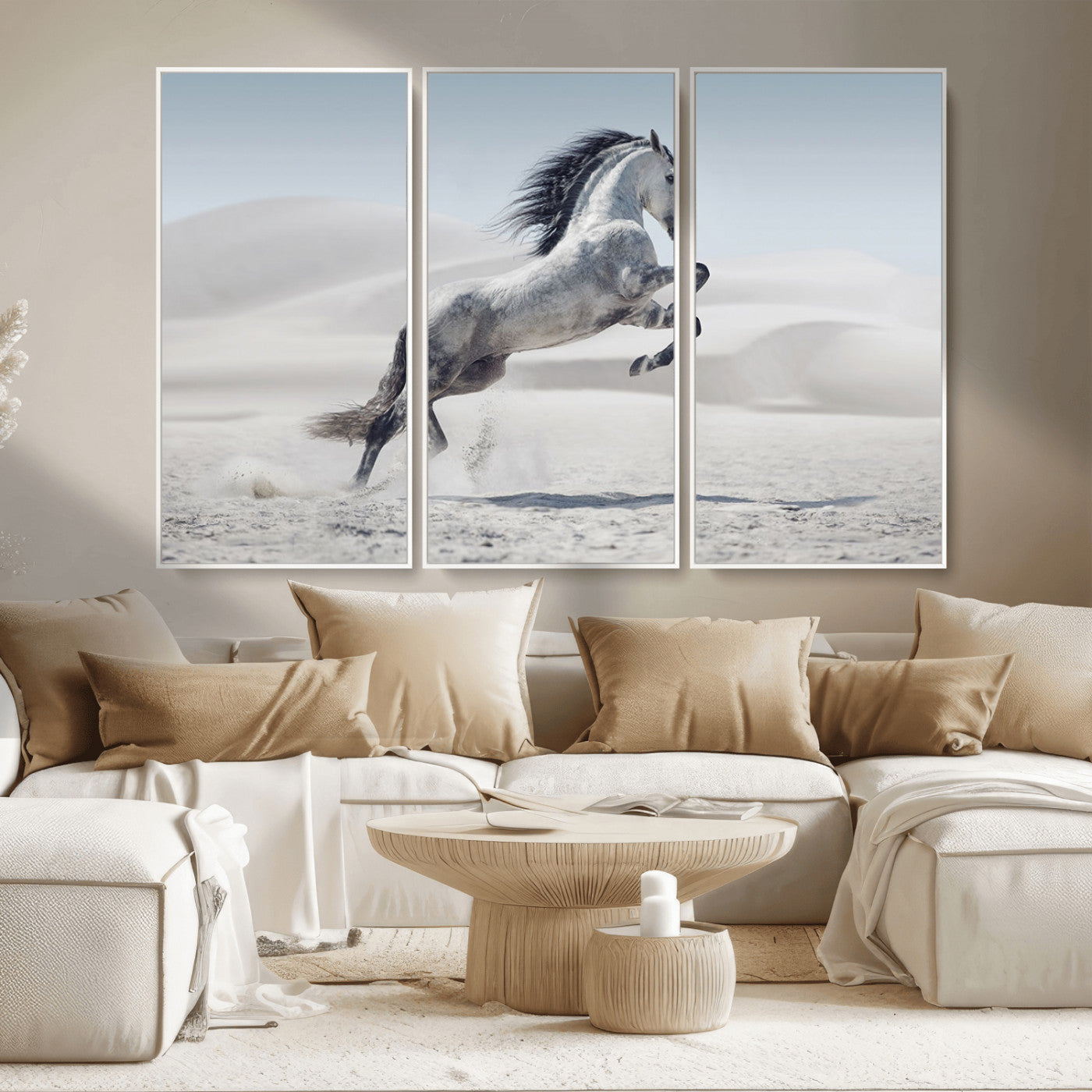 MGV-FC-48X32-3P - Prancing Horse on Dessert Large Wall Art Animal Canvas Print