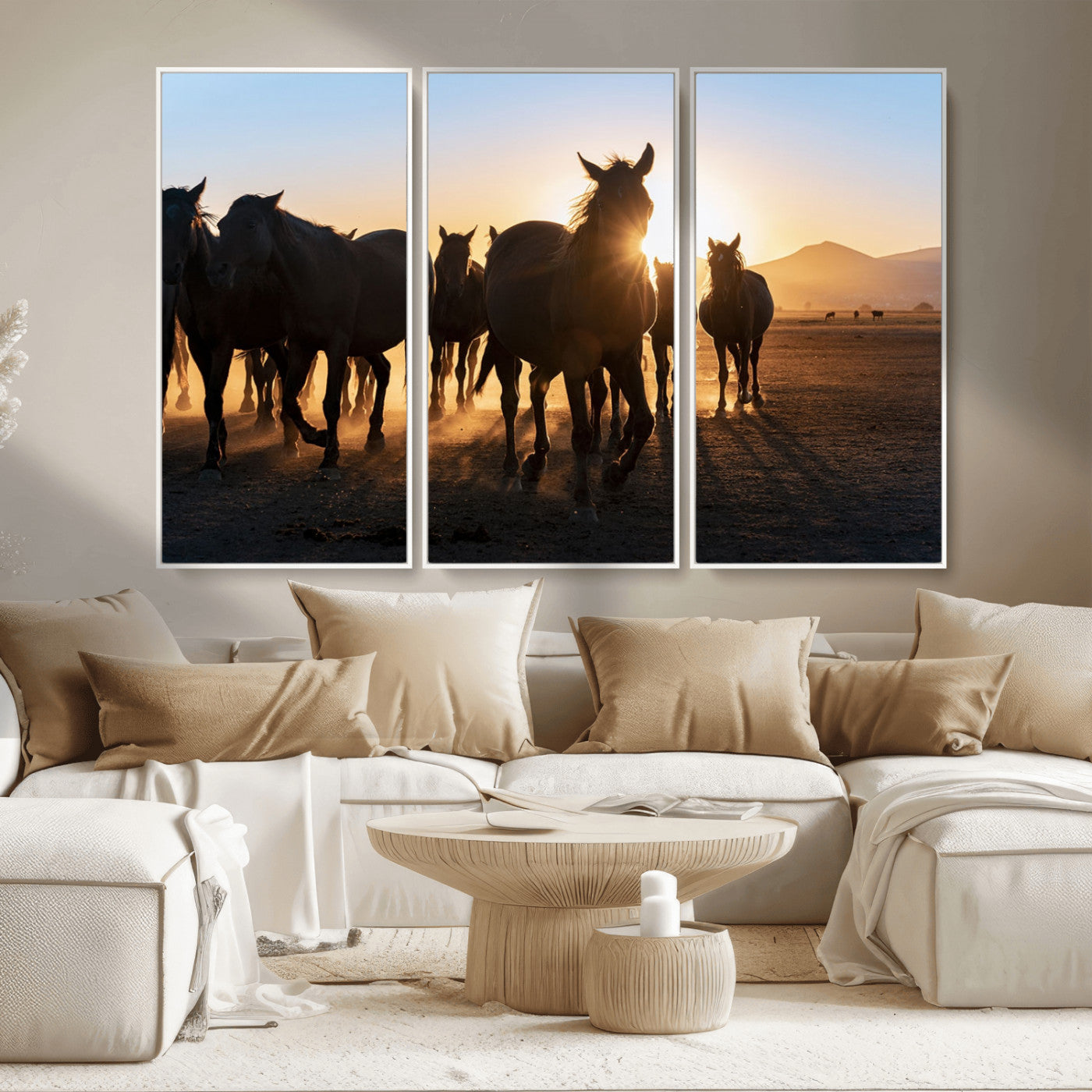 MGV-FC-48X32-3P - Horse Herd Wall Art Animal Canvas Print