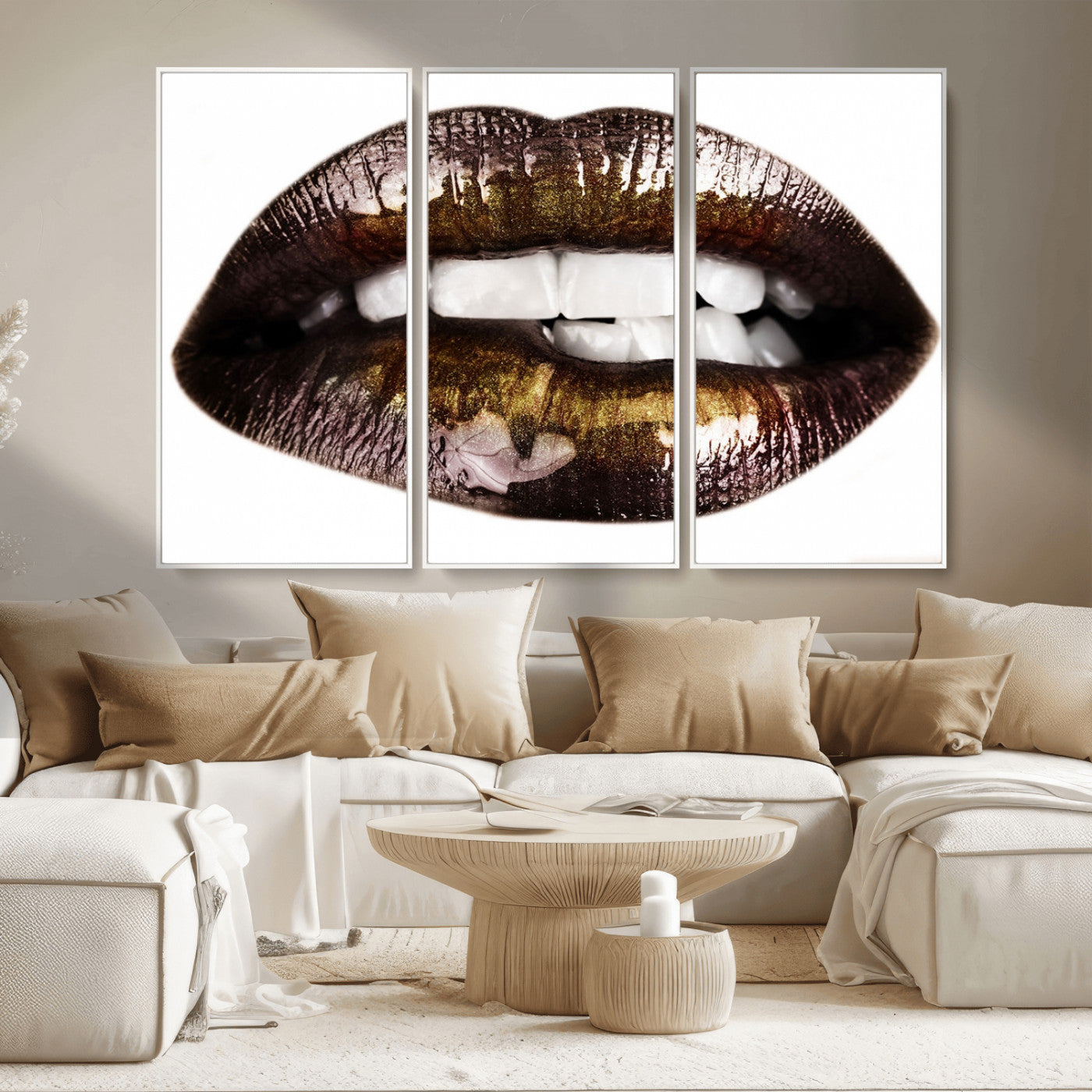 MGV-FC-48X32-3P - Close Up Lips Wall Art Canvas Print