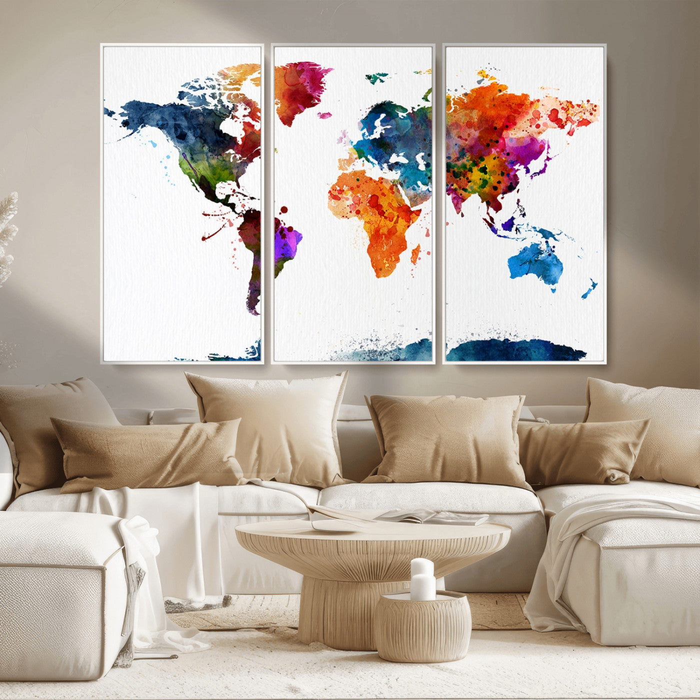 MGV-FC-48X32-3P - Push Pin World Map Canvas Print – Framed Wall Art for Couples to Track Their Travels – Anniversary