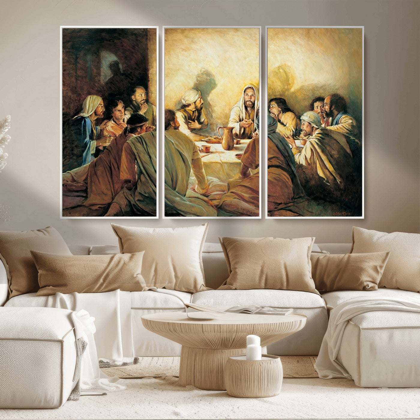 -Last Supper Wall Art Canvas Print, Framed Jesus Painting Art Picture Print, Moderne Bibel Perfect Traditional/Religious Decor Artwork