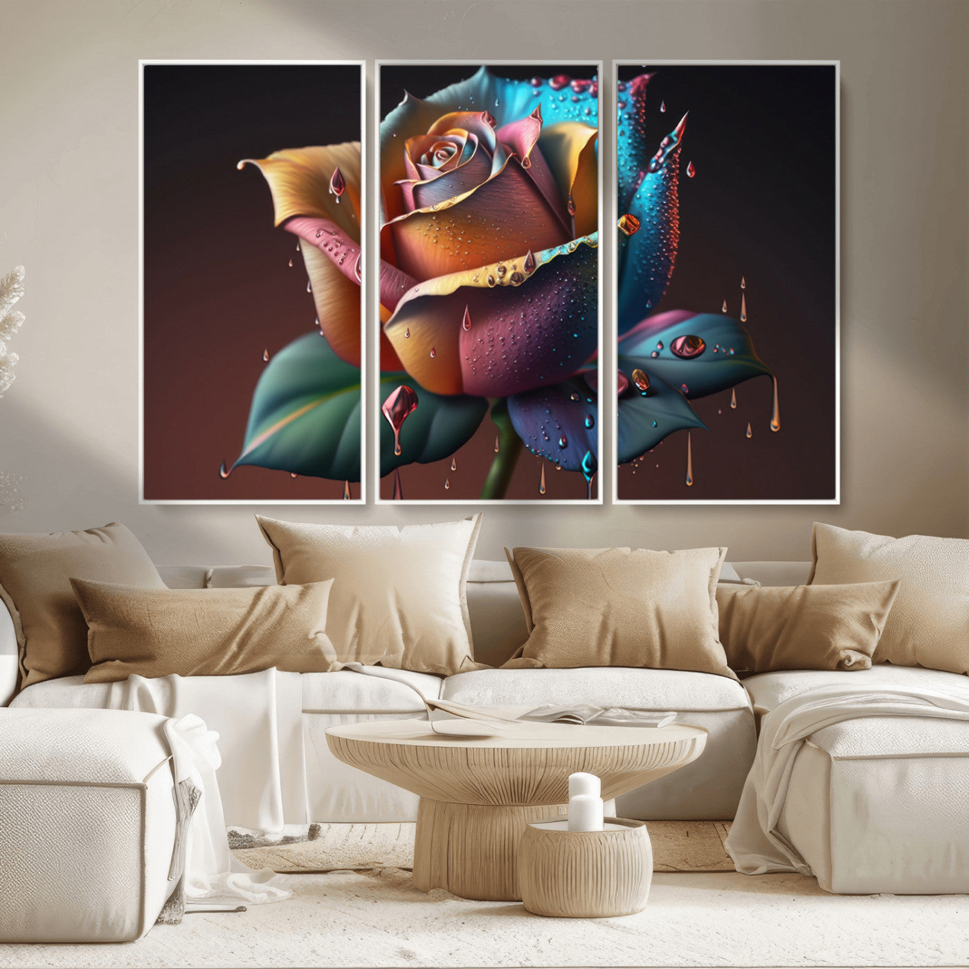 MGV-FC-48X32-3P - Abstract Rose Wall Art Canvas Print