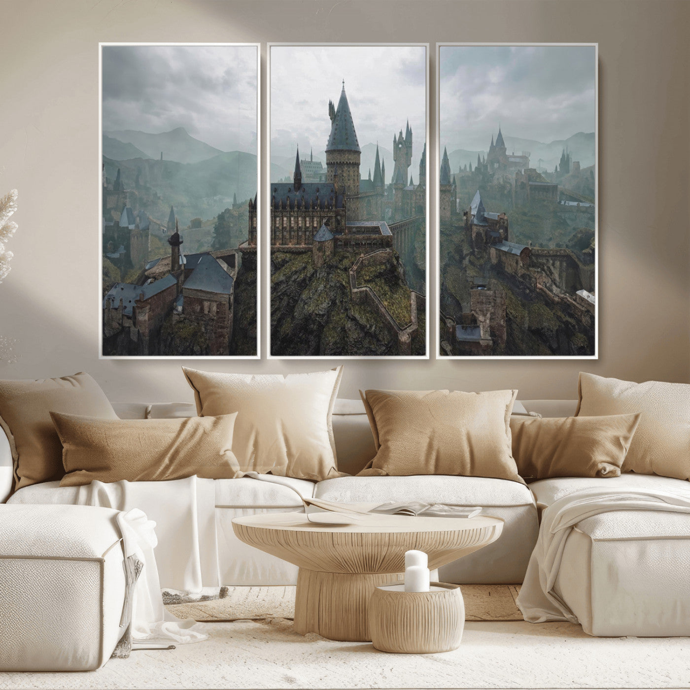 MGV-FC-48X32-3P - Disney Castle Wall Art Canvas Print, Living Kids Home Room Decor Art Print