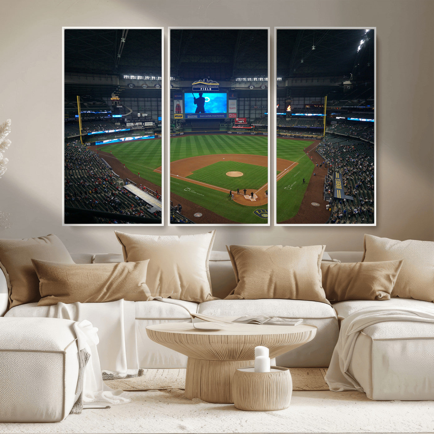 MGV-FC-48X32-3P - Milwaukee Brewers Baseball Art Print - American Family Field Stadium Wall Art Canvas Print
