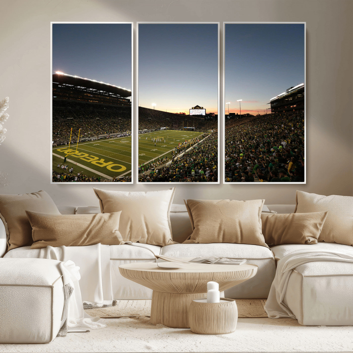 MGV-FC-48X32-3P - Oregon Ducks Football Team Print - Eugene Autzen Stadium Wall Art Canvas Print