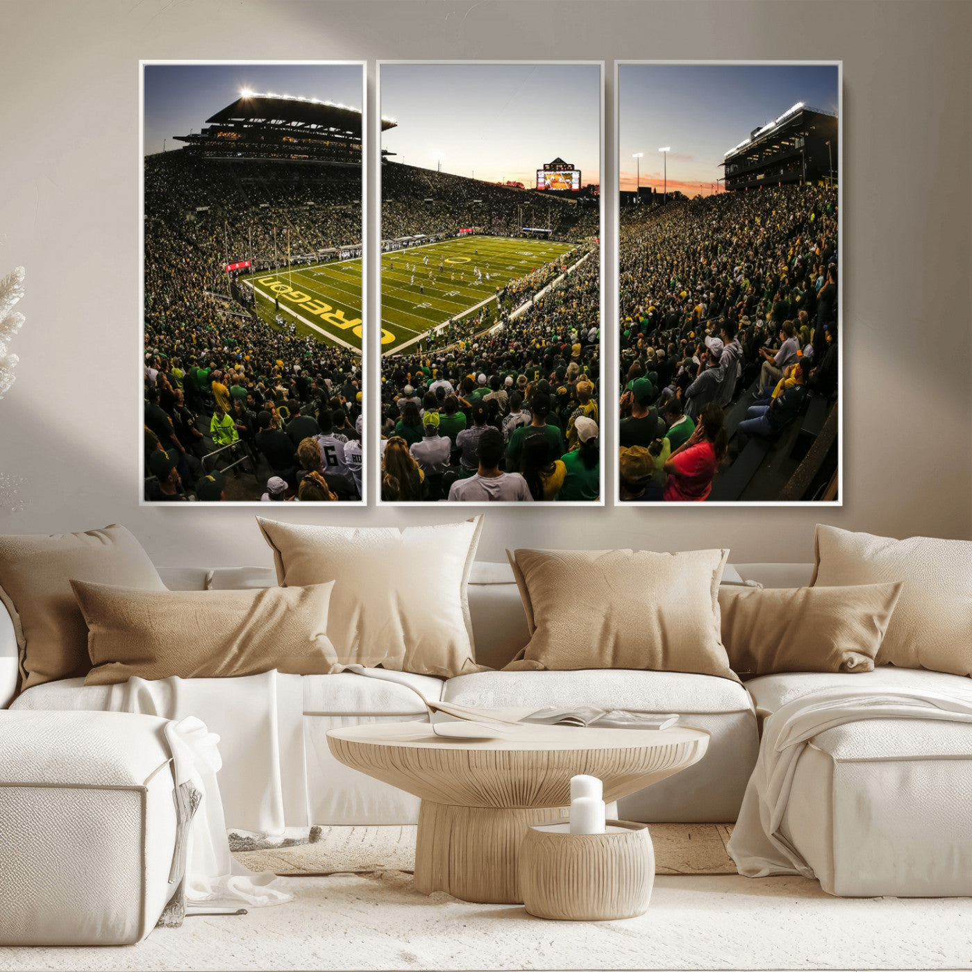 MGV-FC-48X32-3P - Oregon Stadium Canvas Wall Art - Captivating Game Day Scene at Autzen Stadium, Oregon Ducks Football