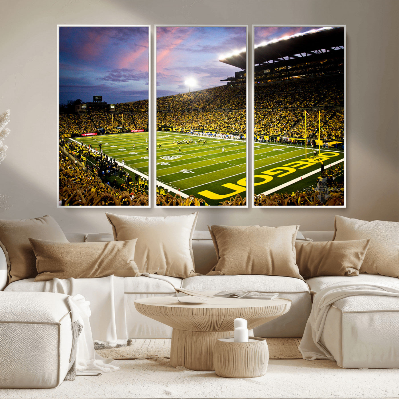 MGV-FC-48X32-3P - University of Oregon Ducks Football Team Print - Eugene Autzen Stadium Wall Art Canvas Print
