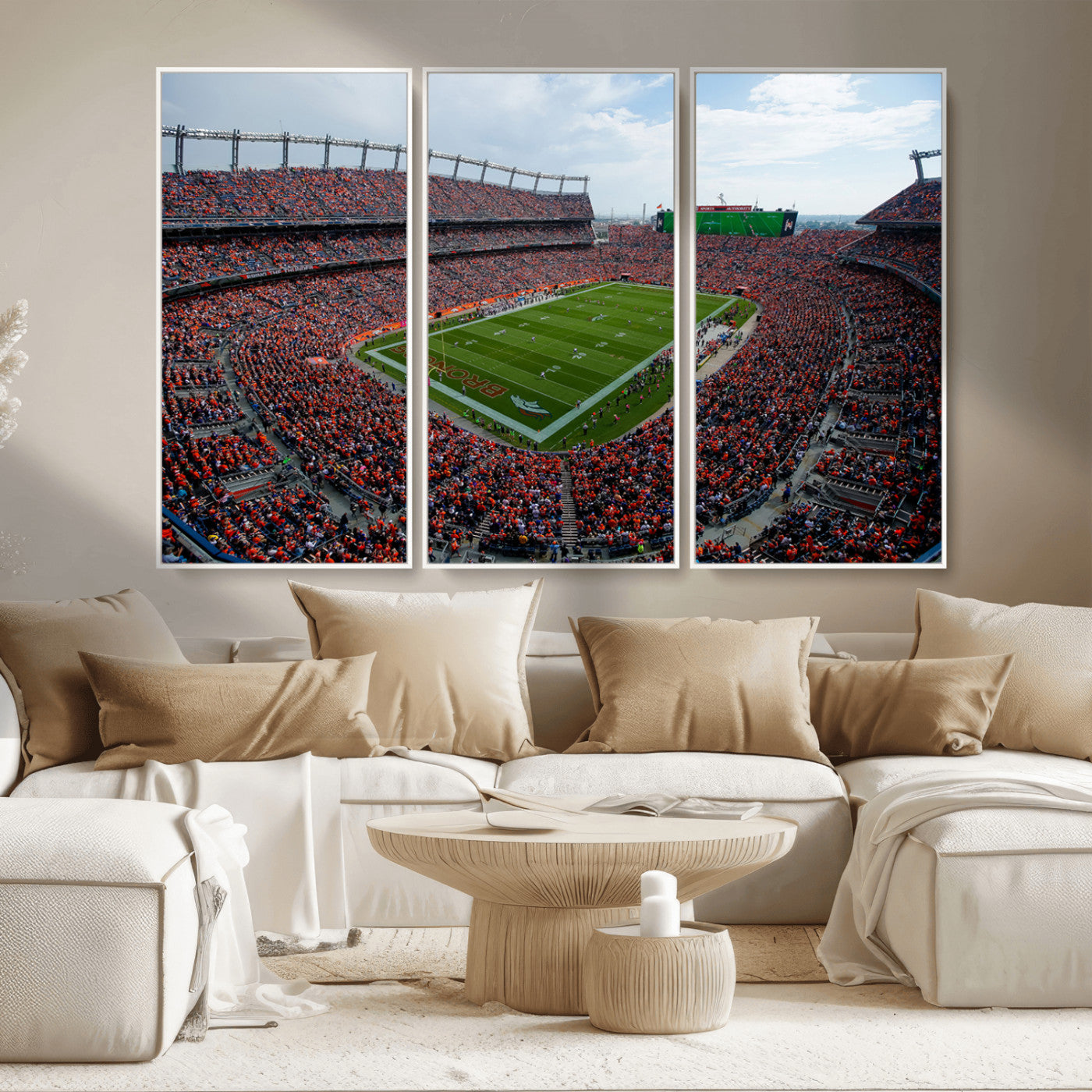 MGV-FC-48X32-3P - Denver Broncos Football Team Print - Empower Field Mile High Stadium Wall Art Canvas Print