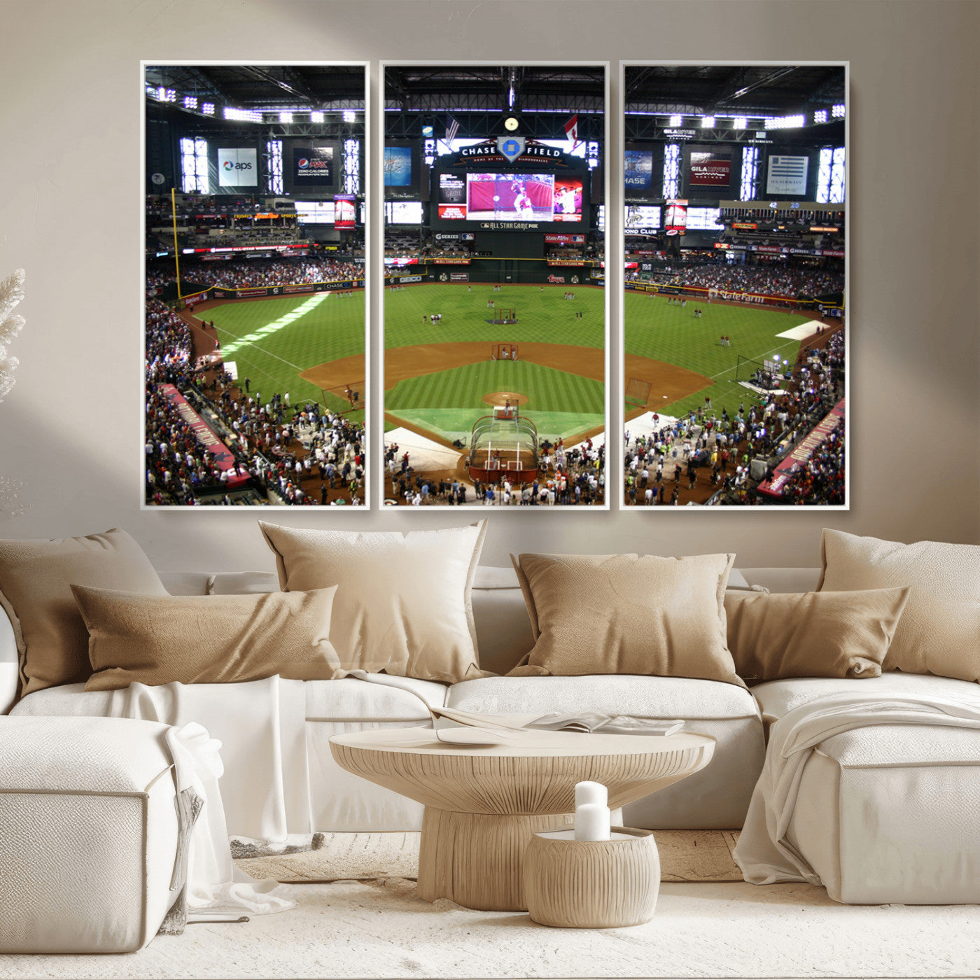 MGV-FC-48X32-3P - Arizona Diamondbacks Baseball Team Print - Phoenix Chase Field Baseball Stadium Wall Art Canvas