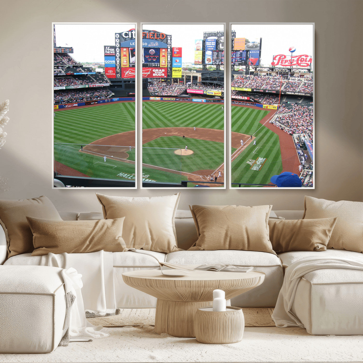 MGV-FC-48X32-3P - New York Mets Baseball Team Print - Citi Field Baseball Stadium Wall Art Canvas Print