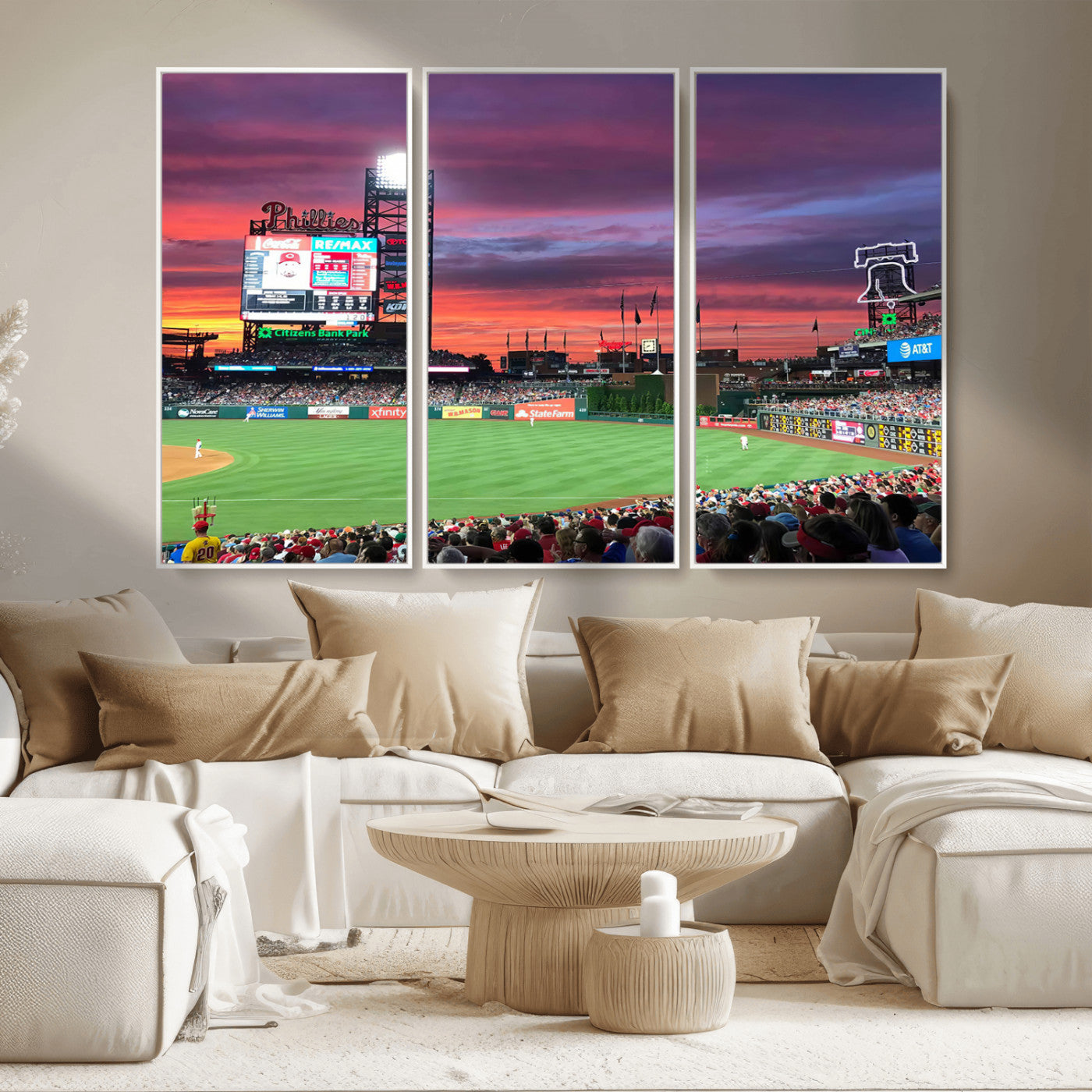 MGV-FC-48X32-3P - Philadelphia Phillies Baseball Team Print - Philadelphia Citizens Bank Park Stadium Wall Art Canvas