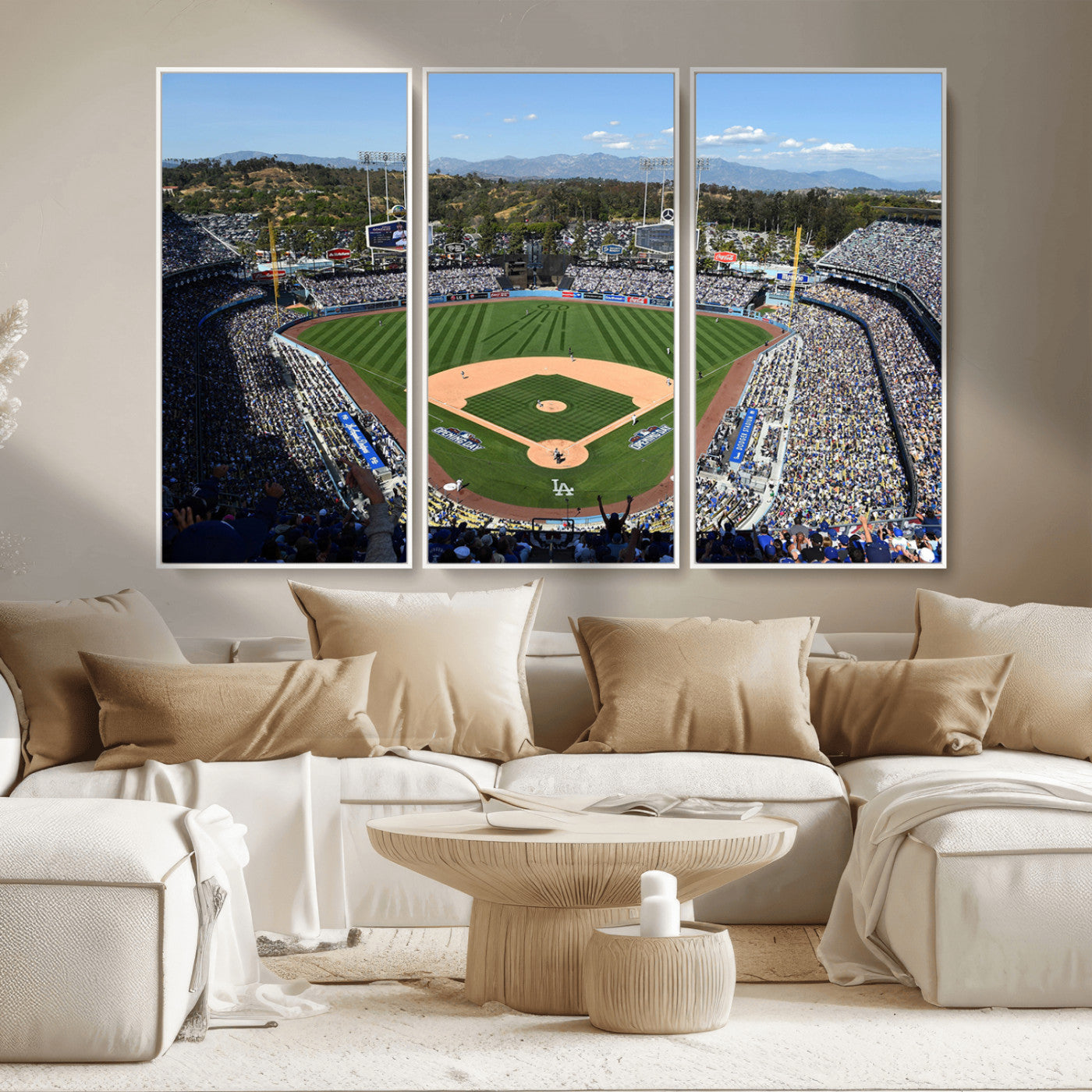 MGV-FC-48X32-3P - Los Angeles Dodgers Dodger Stadium Wall Art Canvas Print - MLB Baseball Stadium Wall Art Canvas