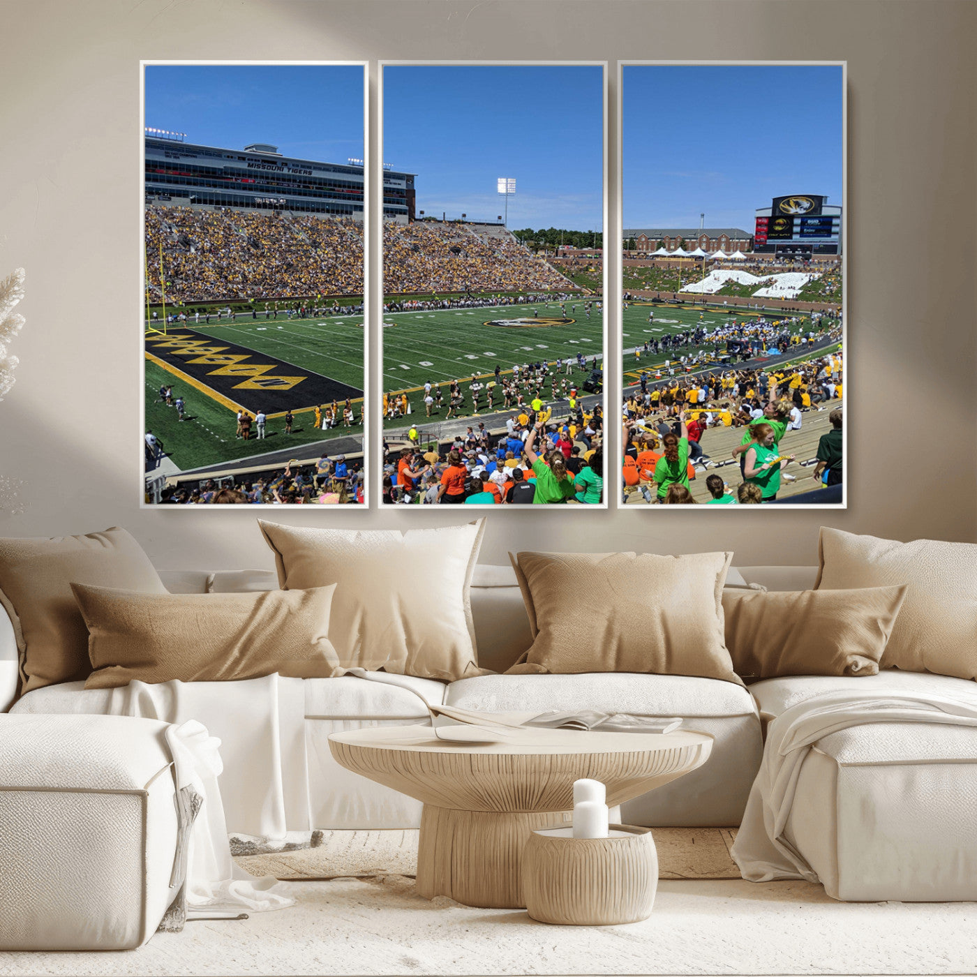MGV-FC-48X32-3P - University of Missouri Tigers Football Team Print - Columbia Faurot Field Memorial Stadium Wall Art