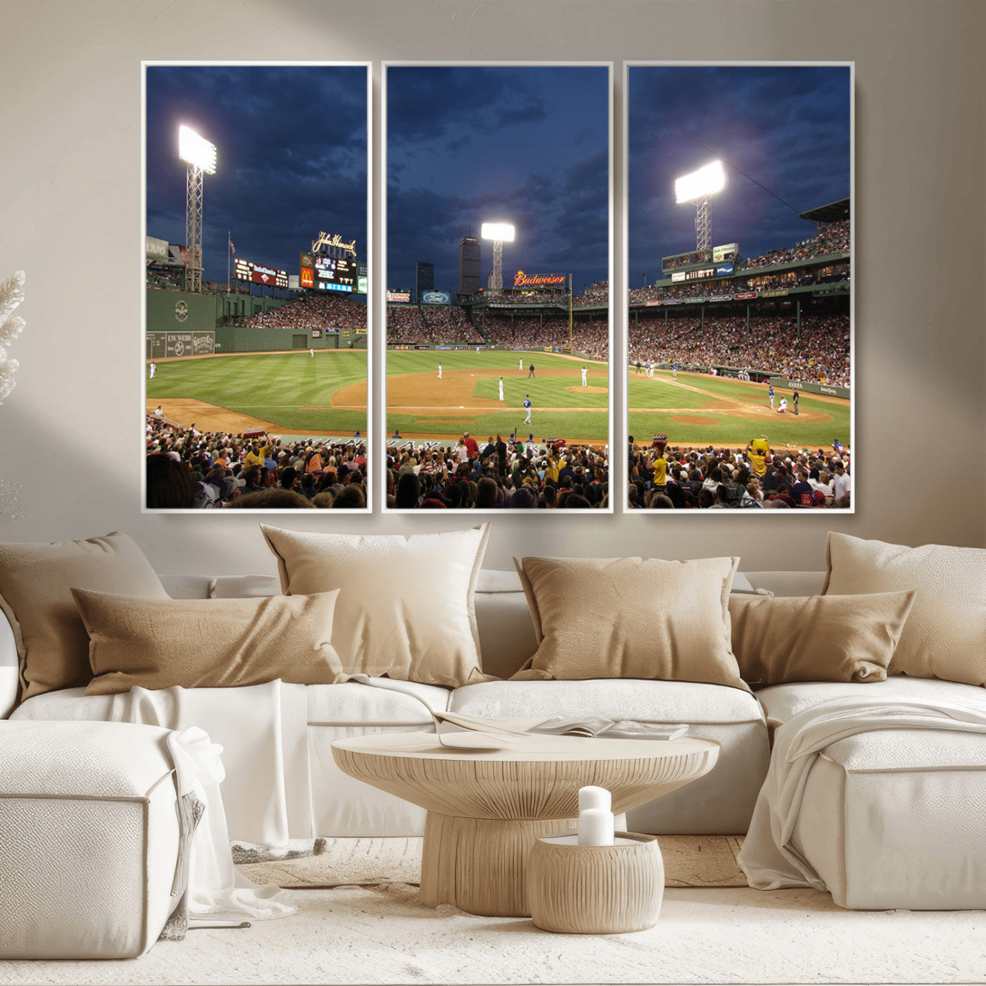 MGV-FC-48X32-3P - Boston Red Sox Baseball Team Print Canvas - Massachusetts Fenway Park Stadium Wall Art Canvas Print