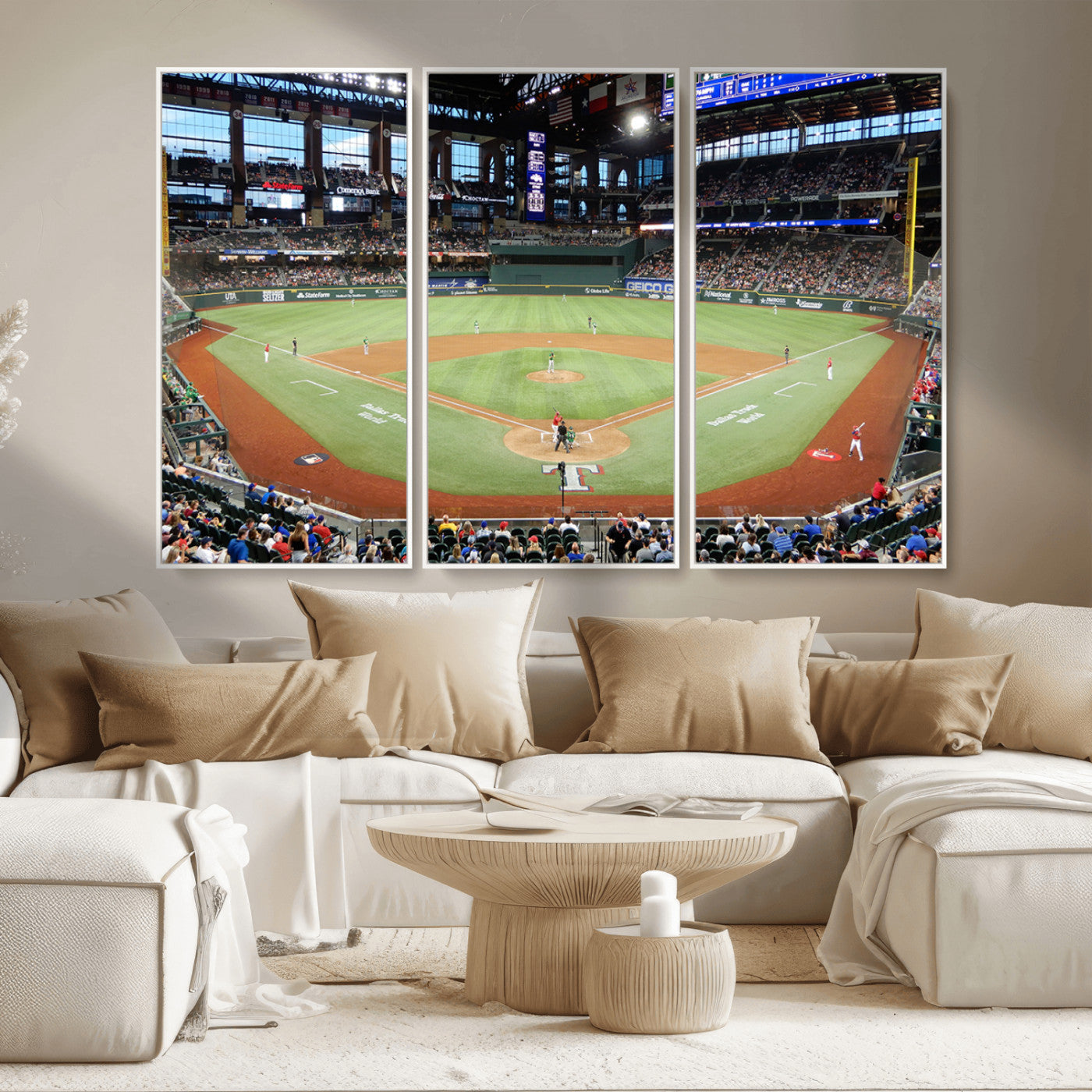 MGV-FC-48X32-3P - Texas Rangers Baseball Team Print - Arlington Globe Life Field Stadium Canvas Print Wall Art