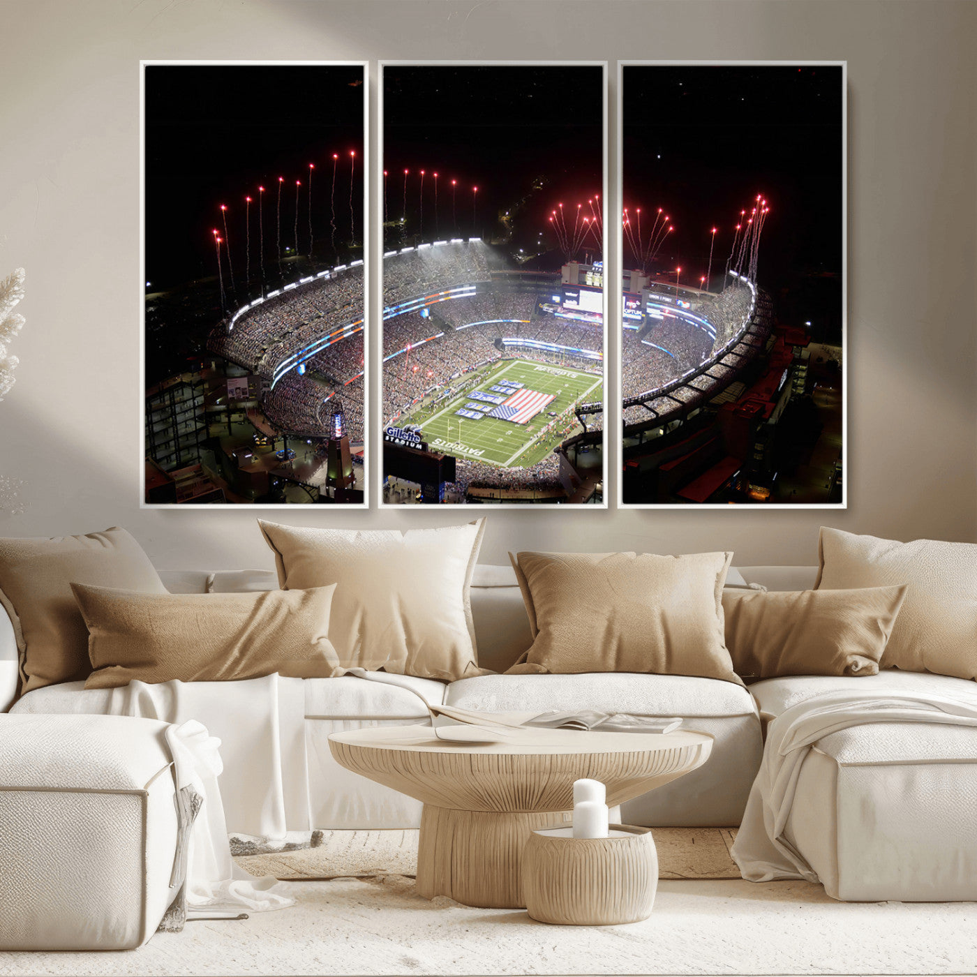 MGV-FC-48X32-3P - New England Patriots Team Print Wall Art- Foxborough Gillette Stadium Wall Art Canvas Print