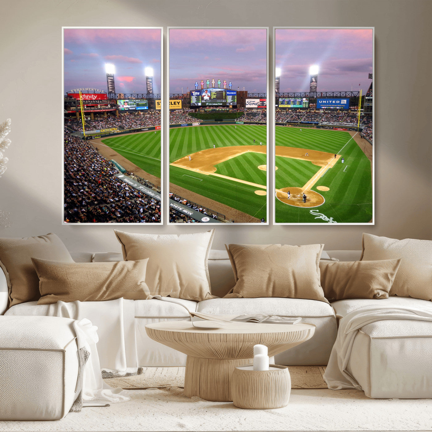 MGV-FC-48X32-3P - Chicago White Sox Baseball Team Print Canvas- Guaranteed Rate Field Stadium Wall Art Canvas Print