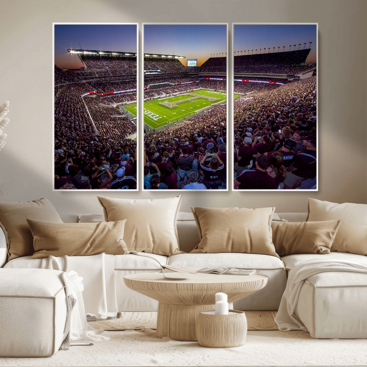 MGV-FC-48X32-3P - Texas A&M University Aggies Football Team Print - College Station Kyle Field Stadium Wall Art Canvas