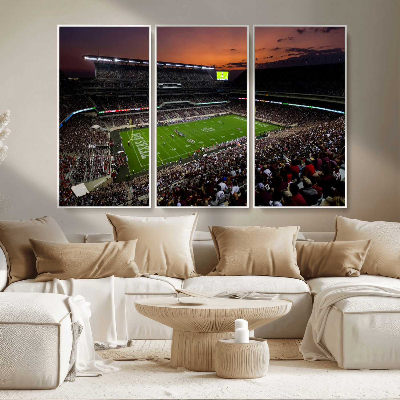 MGV-FC-48X32-3P - Texas A&M Aggies Football Team Print - College Station Kyle Field Stadium Wall Art Canvas Print