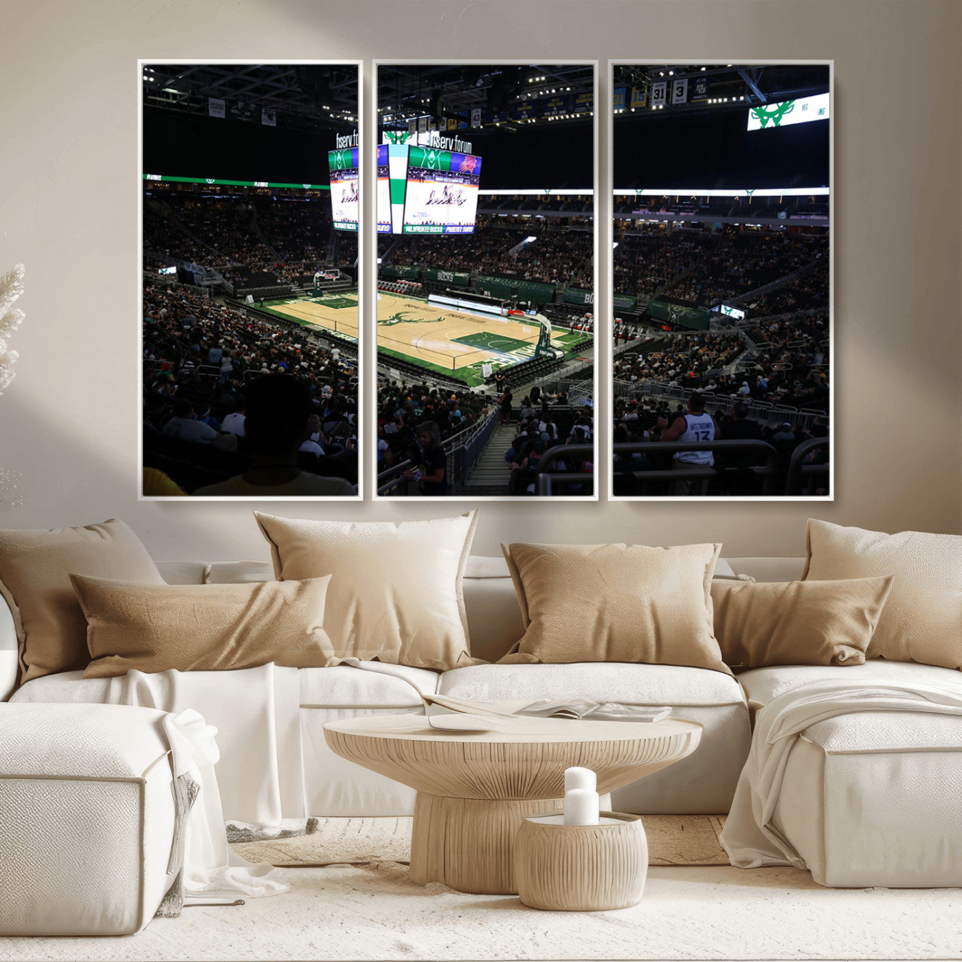 MGV-FC-48X32-3P - Milwaukee Bucks Basketball Print - Fiserv Forum Stadium Wall Art Canvas Print