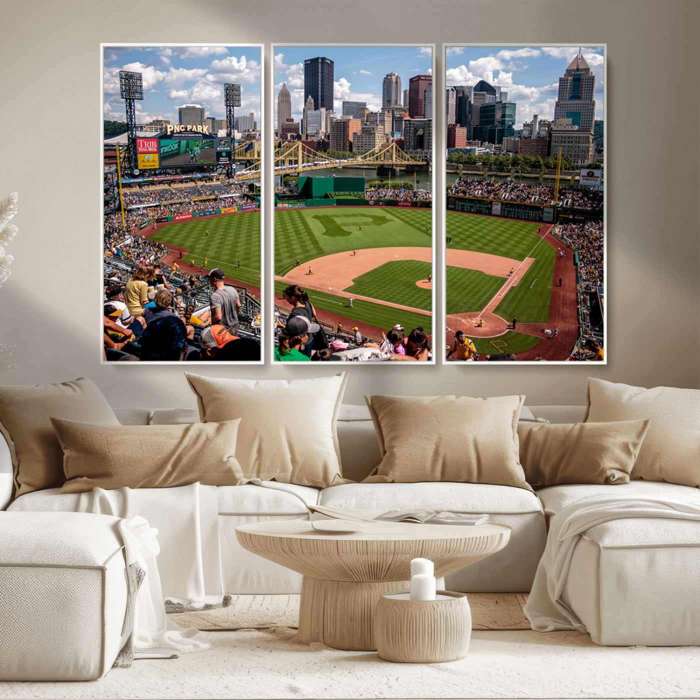 MGV-FC-48X32-3P - Pittsburgh Pirates Baseball Team Print - PNC Park Stadium Wall Art Canvas Print - Ready to Hang