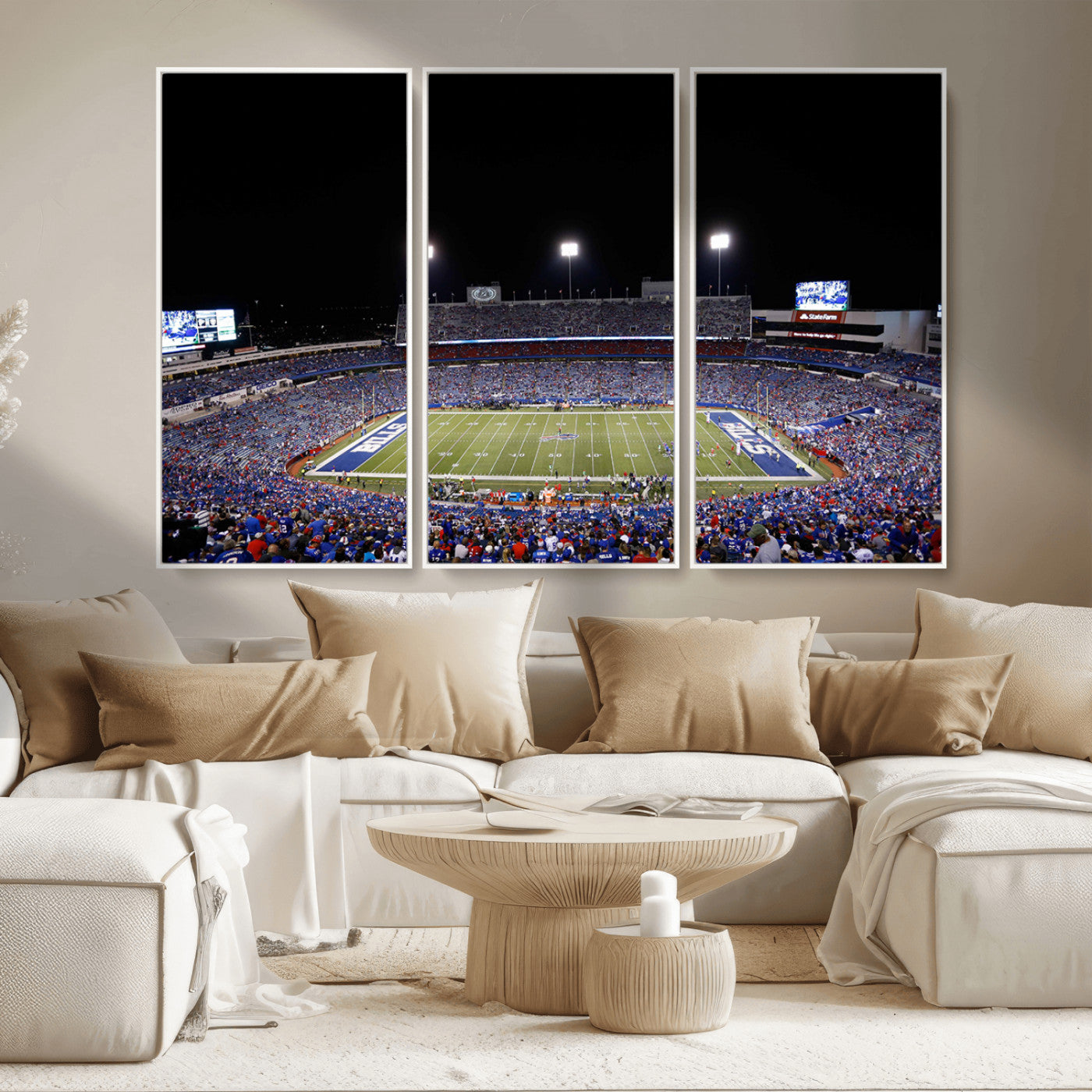 MGV-FC-48X32-3P - Buffalo Bills Wall Art - Buffalo Bills Stadium Canvas Print, Perfect Sports Decor for Living Rooms,