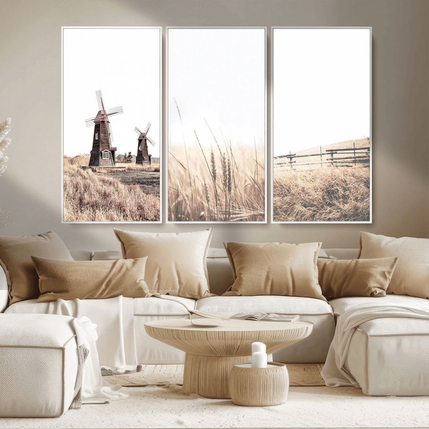 MGV-FC-48X32-3P - Farm Prints Set, Set of 3 Farmhouse Wall Art, Country House Decor, Barn Print, Wheat Print,