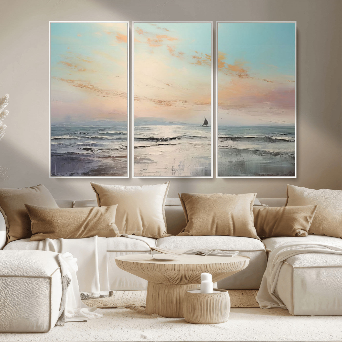 MGV-FC-48X32-3P - Abstract Ocean Wall Art -  Boat Wall Art Canvas Print
