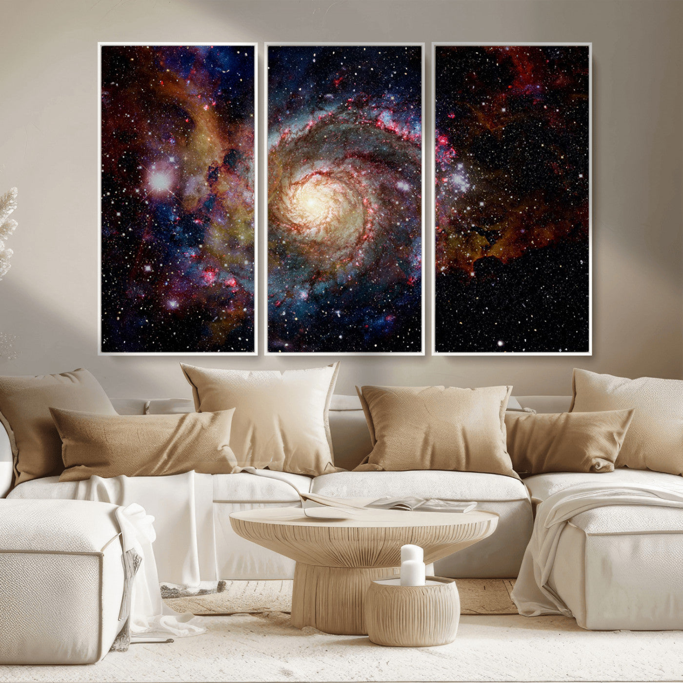 MGV-FC-48X32-3P - Nebula and Galaxies in Space Wall Art Canvas Print, Spiral Galaxy Wall Art Canvas Print
